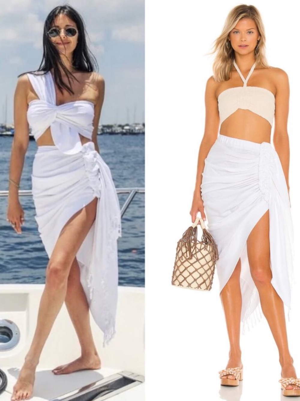 Just Bee Queen Tulum Skirt Wrap White Size Medium NWT